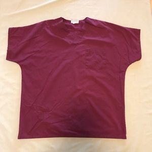 2XL Burgundy Scrub Top